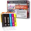 Image de 123CONSOMMABLES - 580XXL 581XXL - Cartouches d'encre Compatible avec Canon 581 580 XXL pour TS8150 T - Neuf