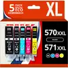 Image de 123CONSOMMABLES - 570 571XL - Pack 5 Cartouche d'encre Compatibles avec Canon 570 571 pour Canon PIX - Neuf