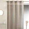 Image de Voilage En Étamine Tissée À Rayures Verticales Taupe 150x260 Cm
