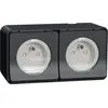 Image de Mureva Styl - Double prise 2P+T précâblée horiz - saillie - IP55 - IK08 - gris - SCHNEIDER ELECTRIC - MUR36028