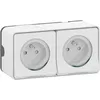 Image de Mureva Styl - Double Prise 2p+t Précâblée Horiz - Saillie - Ip55 - Ik08 - Blanc (mur36027)