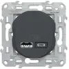 Image de Prise chargeur usb A+C 12W à assembler Ovalis, SCHNEIDER ELECTRIC, anthracite
