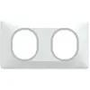 Image de Plaque double Ovalis, SCHNEIDER ELECTRIC, blanc bague effet argent chromé