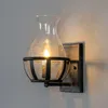Image de Kosilum - Applique Murale Noire Avec Vase En Verre - Elerina