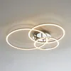 Image de Kosilum   Plafonnier Led Triple Cercle Métal   Lumière 4800 Lumens   Design Futuriste Pour Salon Et Cuisine   Économie D'Énergie