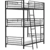 Image de Lits superposés en métal - Noir - Lits boxspring inclus - 3x90x190 cm - TRIO