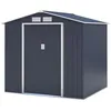Image de ARCHER, abri de jardin en métal, modèle chalet, 4,07 m², couleur anthracite, avec 2 portes coulissantes, et kit de fixation