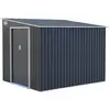 Image de Abri De Jardin En Métal 5,5 M²   215 X 257 X 193 Cm   Acier Galvanisé Traité Anti-corrosion   Kit D'Ancrage Inclus   2 Portes Coulissantes   Gris