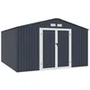 Image de Abri de jardin métallique 10,85 m² - Kit d'ancrage inclus - Gris anthracite