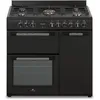 Image de Cuisinière à gaz et électrique Piano 3 + 4 feux Continental Edison CECP903FB - 5 feux - Noir - Largeur 90 cm