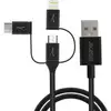 Image de Câble USB vers USB-C, Lightning, Micro-USB Charge Synchronisation 1m Akashi Noir - Neuf
