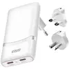 Image de Chargeur de Voyage GaN 65W Prises EU US UK AUS avec 2x USB-C PD Blanc - Neuf