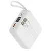 Image de Akashi, batterie externe 10000 mAh, 22,5 W, avec ports USB-C / USB-A et câble USB-C / Lightning intégré, couleur blanche