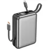 Image de Akashi, batterie externe 20000 mAh, 22,5 W, ports USB-C et USB-A, câble USB-C/Lightning, dragonne, couleur grise