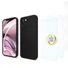 Image de EVETANE Coque iPhone 13 Mini Silicone liquide Noire + 2 Vitres en Verre trempé Protection écran Antichocs - Neuf