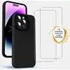 Image de EVETANE Coque iPhone 15 Pro Silicone liquide Noire + 2 Vitres en Verre trempé Protection écran Antichocs - Neuf