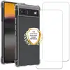 Image de EVETANE Coque Google Pixel 6A Antichoc coins renforcés Silicone + 2 Vitres en verre trempé Protection écran - Neuf