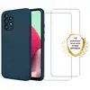 Image de EVETANE Coque Samsung Galaxy A32 5G Silicone liquide Bleue Marine + 2 Vitres en Verre trempé Protection écran Antichocs - Neuf