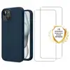 Image de EVETANE Coque iPhone 15 Silicone liquide Bleue Marine + 2 Vitres en Verre trempé Protection écran Antichocs - Neuf