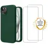 Image de EVETANE Coque iPhone 15 Silicone liquide Verte + 2 Vitres en Verre trempé Protection écran Antichocs - Neuf