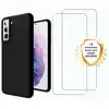 Image de EVETANE Coque Samsung Galaxy S21 FE Silicone liquide Noire + 2 Vitres en Verre trempé Protection écran Antichocs - Neuf