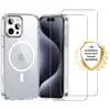 Image de EVETANE Coque iPhone 15 Pro Max Transparente Compatible Magsafe + 2 Vitres Protection Ecran - Neuf