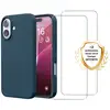 Image de EVETANE Coque iPhone 16 Silicone liquide Bleue Marine + 2 Vitres en Verre trempe Protection ecran Antichocs - Neuf