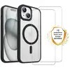 Image de EVETANE Coque iPhone 15 Transparente Compatible Magsafe Contour Noir + 2 Vitres Protection ecran - Neuf