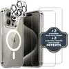 Image de EVETANE Coque iPhone 15 Pro Antichoc compatible Magsafe + 2 Protections écran et 2 protections Objectif Caméra - Neuf