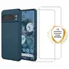 Image de EVETANE Coque Google Pixel 8 Pro Silicone liquide Bleue + 2 Vitres en Verre trempé Protection écran Antichocs - Neuf