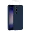 Image de EVETANE Coque Samsung Galaxy S24 Silicone liquide Bleu Marine + 2 Vitres en Verre trempé Protection écran Antichocs - Neuf