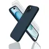 Image de EVETANE Coque iPhone 15+ Silicone liquide Bleu + 2 Vitres en Verre trempé Protection écran Antichocs - Neuf