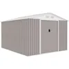 Image de ARCHER, abri de jardin en métal, modèle Chalet, 8,84 m², couleur taupe. Équipé de 2 portes coulissantes, d'une serrure et d'un kit de fixation