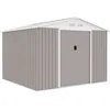 Image de ARCHER, abri de jardin en métal, couleur taupe, 7,06 m², dimensions 277 x 255 x 202 cm, avec 2 portes coulissantes, serrure et kit de fixation