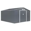 Image de Abri de jardin en acier 12,99 m² 6 kits d'ancrage inclus - Gris anthracite