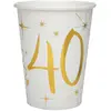 Image de Sachet de 10 Gobelets mÃ©tallisÃ©s (blanc/Or) 40 ans