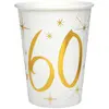 Image de Sachet de 10 Gobelets mÃ©tallisÃ©s (blanc/Or) 60 ans
