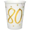 Image de Sachet de 10 Gobelets mÃ©tallisÃ©s (blanc/Or) 80  ans