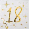 Image de Sachet de 20 petites serviettes 18 ans, mÃ©tallisÃ©es OR
