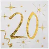 Image de Sachet de 20 petites serviettes 20 ans, mÃ©tallisÃ©es OR