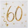 Image de Sachet de 20 petites serviettes 60 ans, mÃ©tallisÃ©es OR