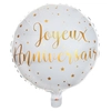Image de Ballon Aluminium Joyeux Anniversaire Blanc et Or