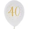Image de Sachet de 8 ballons Joyeux Anniversaire 40 ans, Blanc/or