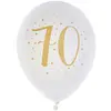 Image de Sachet de 8 ballons Joyeux Anniversaire 70 ans, Blanc/or
