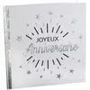 Image de Livre d'or Joyeux Anniversaire étincelant, Blanc/Argent