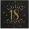 Image de Sachet de 10 Serviettes Ã¢ge Ã©tincelant mÃ©tal Noir/Or 18 ans