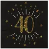 Image de Sachet de 10 serviettes Ã¢ge Ã©tincelant mÃ©tal Noir/Or 40 ans
