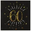 Image de Sachet de 10 serviettes Ã¢ge Ã©tincelant mÃ©tal Noir/Or 60 ans