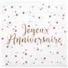 Image de Sachet de 20Petites serviettes Joyeux Anniversaire mÃ©tallisÃ©es, Blanc/Or rose