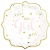 Image de Lot de 10 assiettes Baby shower mÃ©tal rose